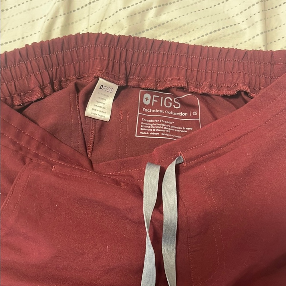 Figs Burgundy Scrub Pants